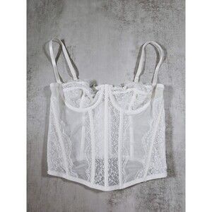 White Women's Fairy Corset Tank Top, Lace Bustier Retro Style, Size L (READ!)